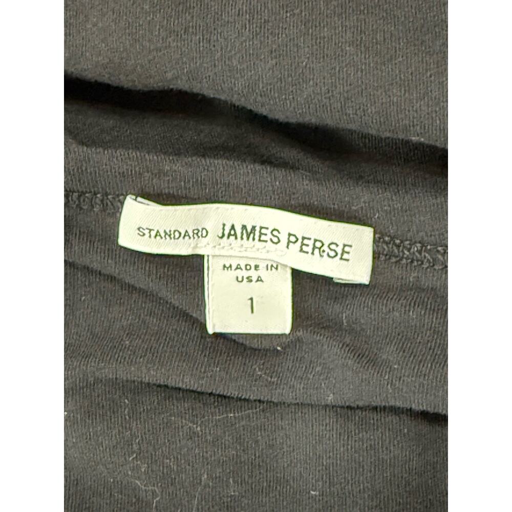 James Perse Womens 1 Small Black Jersey Ruched Bodycon Dress V Neck Knee Length - Picture 6 of 10